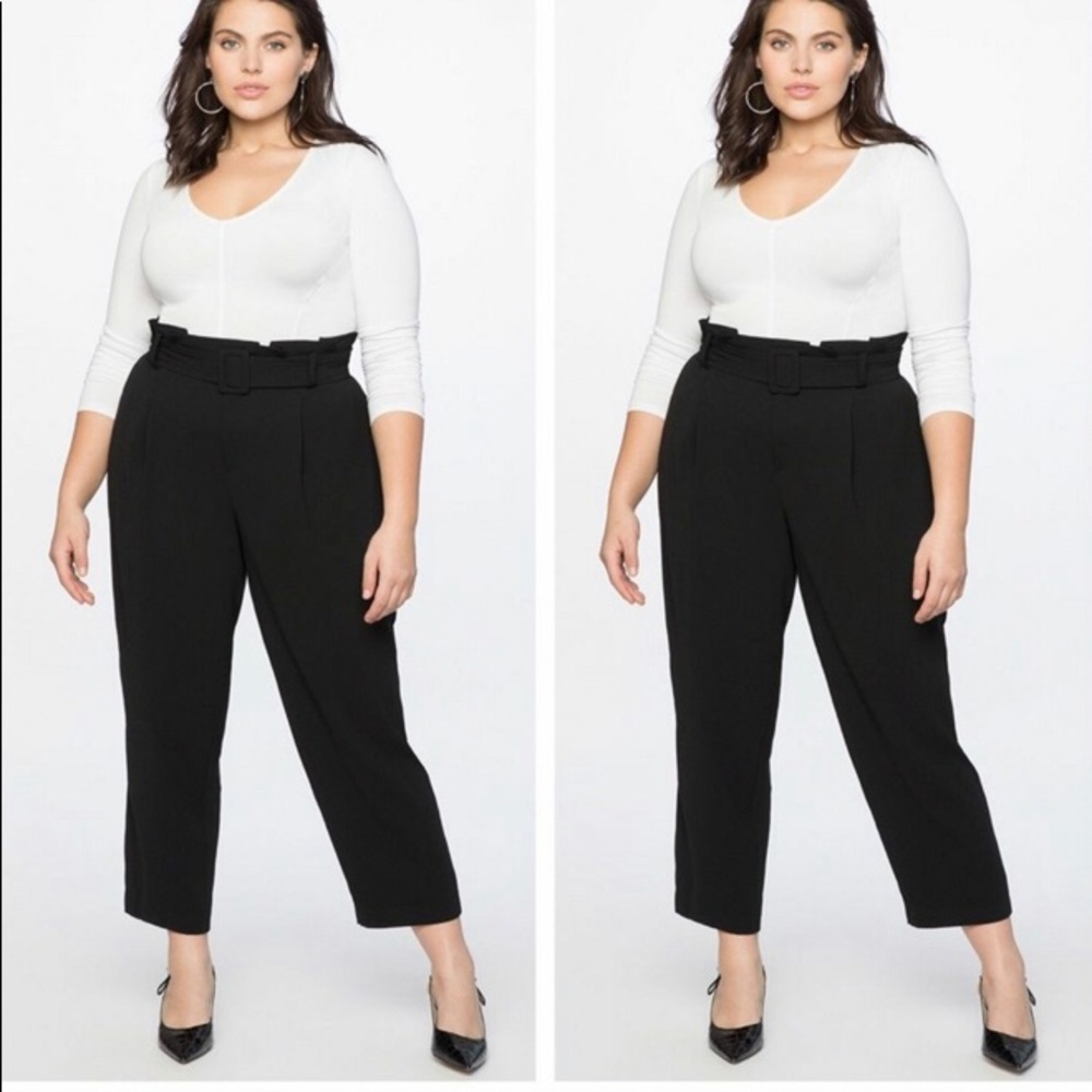 Eloquii Belted paper bag waist pants